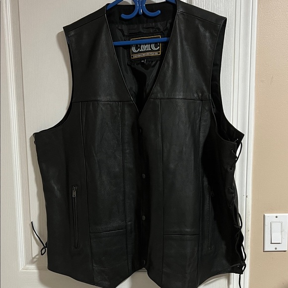 CMC Black Leather Vest with Side Laces - Picture 2 of 16